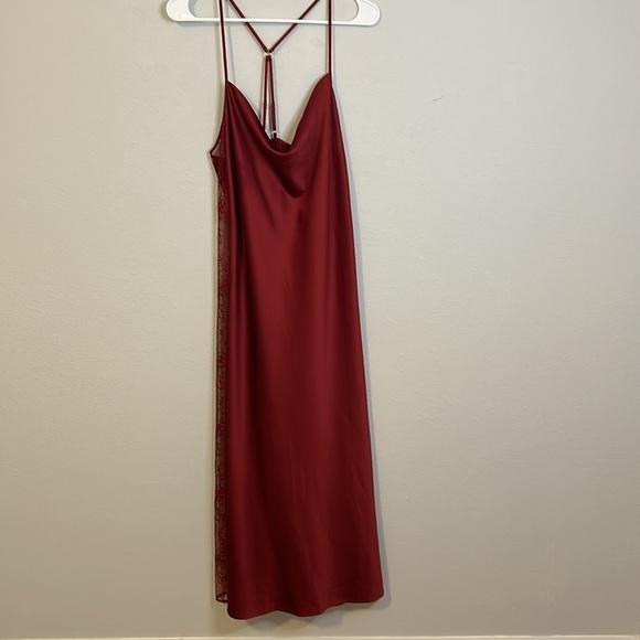 NWT INC Intimates Red slip dress. Sheer lace in sides. Beautiful, women’s large. - Picture 1 of 8